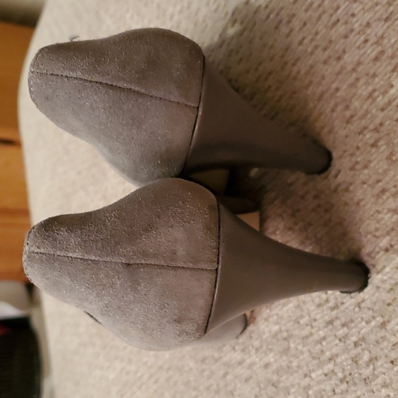 michael kors grey suede peep toe chunky heels - Picture 7 of 12